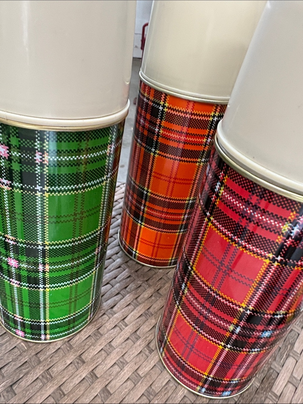 Sunflower Vintage Plaid Thermos Set - Green, Orange & Red Plaid